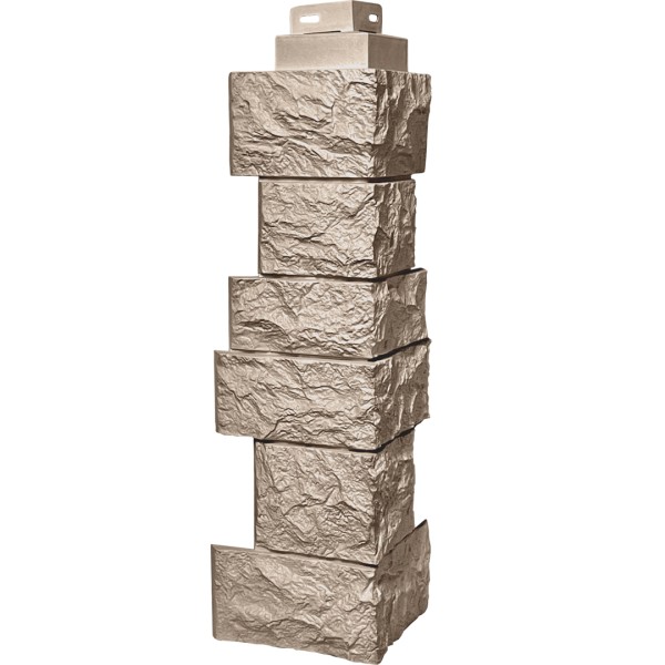 Цокольный сайдинг FineBer – Серия “Дикий камень”, Угол наружный, Песочный...  купить в Туапсе