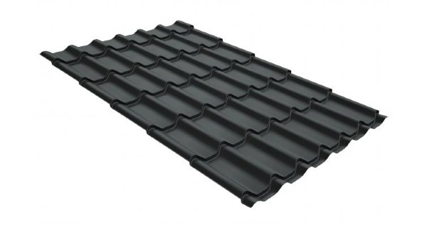 Металлочерепица классик GL 0,5 GreenCoat Pural Matt RR 23 темно-серый (RAL 7024 мокрый асфальт) купить в Туапсе