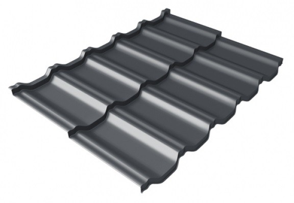 Металлочерепица модульная Квинта Uno Grand Line c 3D резом 0,5 Satin Мatt RAL 7024 мокрый асфальт купить в Туапсе