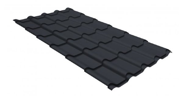 Металлочерепица камея GL 0,5 GreenCoat Pural RR 23 темно-серый (RAL 7024 мокрый асфальт) купить в Туапсе
