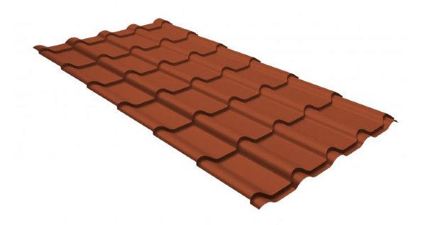 Металлочерепица камея GL 0,5 GreenCoat Pural RR 750 кирпично-красный (RAL 8004 терракота) купить в Туапсе