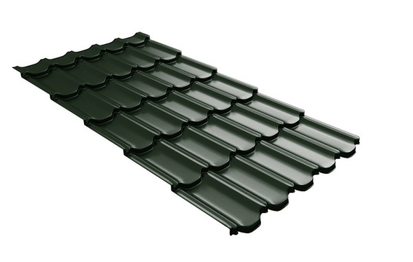 Металлочерепица квинта плюс с 3D резом 0,5 GreenСoat Pural Matt RR 11 темно-зеленый (RAL 6020 хромовая зелень) купить в Туапсе