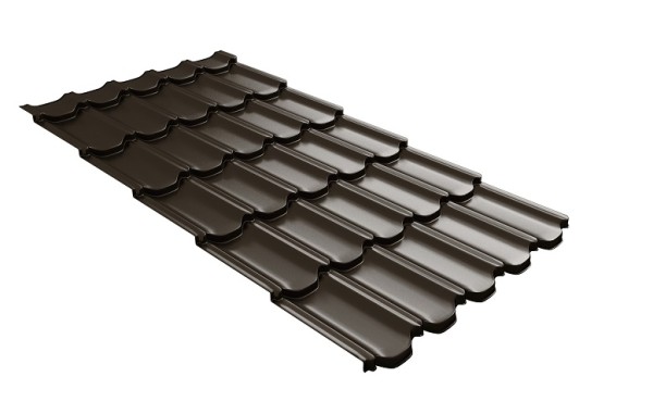Металлочерепица квинта плюс с 3D резом 0,5 GreenСoat Pural Matt RR 32 темно-коричневый (RAL 8019 серо-коричневый) купить в Туапсе