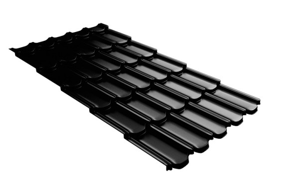 Металлочерепица квинта плюс с 3D резом 0,5 GreenСoat Pural Matt RR 33 черный (RAL 9005 черный) купить в Туапсе