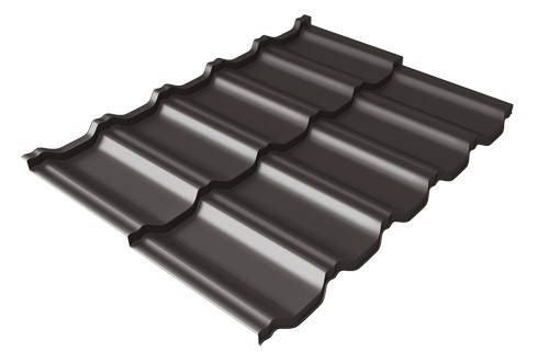 Металлочерепица модульная Квинта Uno Grand Line c 3D резом 0,5 GreenСoat Pural RR 32 темно-коричневый (RAL 8019 серо-коричневый) купить в Туапсе