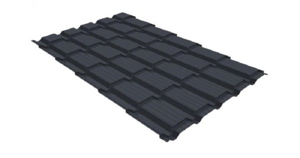 Металлочерепица GL квадро профи 0,5 GreenCoat Pural RR 23 темно-серый (RAL 7024) мокрый асфальт купить в Туапсе