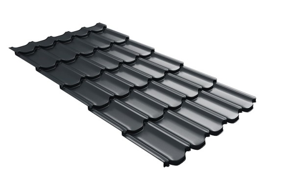 Металлочерепица квинта плюс с 3D резом 0,5 Satin RAL 7016 антрацитово-серый купить в Туапсе
