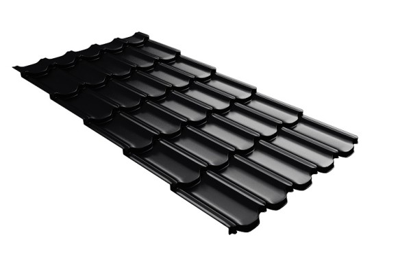 Металлочерепица квинта плюс с 3D резом 0,5 Satin Мatt RAL 9005 черный купить в Туапсе