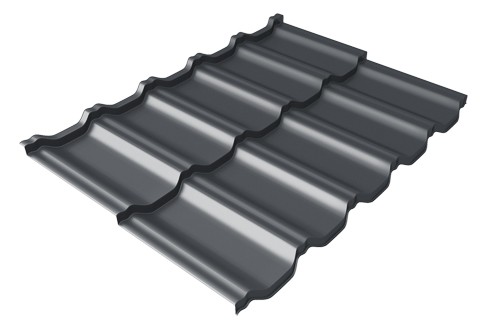 Металлочерепица модульная Квинта Uno Grand Line c 3D резом 0,5 Velur RAL 7024 мокрый асфальт купить в Туапсе