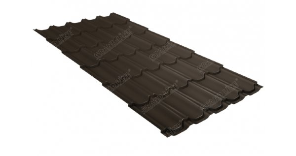 Металлочерепица квинта плюс 0,5 GreenCoat Pural Matt RR 32 темно-коричневый (RAL 8019 серо-коричневый) купить в Туапсе
